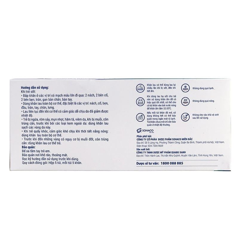 Khăn hạ sốt Sachi cho bé từ 0 tháng (hộp 5 túi) 4