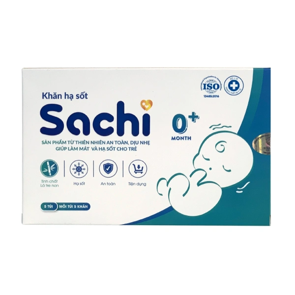 Khăn hạ sốt Sachi cho bé từ 0 tháng (hộp 5 túi) 1