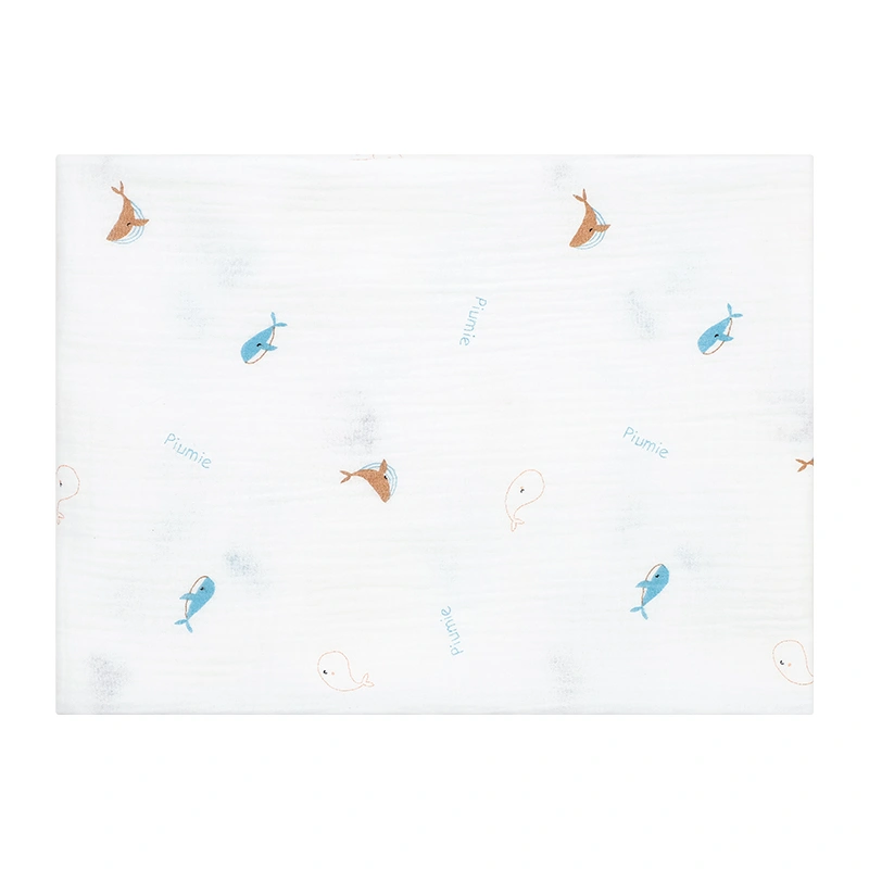 Khăn tắm muslin Piumie 2 lớp 100x100 cm - Cá heo 2