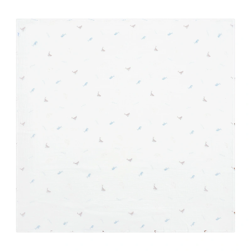 Khăn tắm muslin Piumie 2 lớp 100x100 cm - Cá heo 4