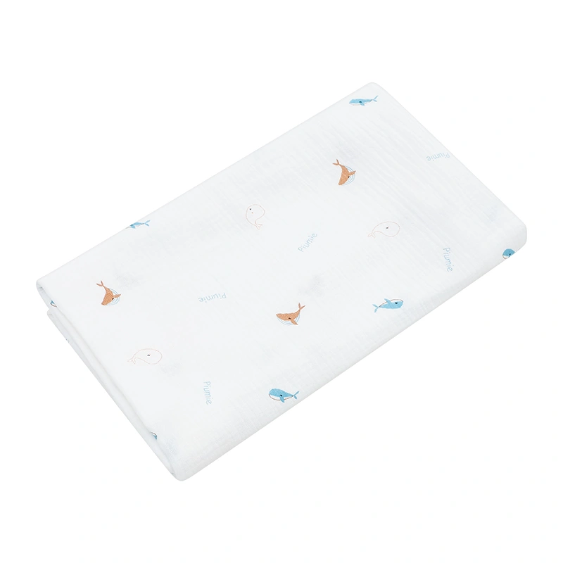 Khăn tắm muslin Piumie 2 lớp 100x100 cm - Cá heo 7