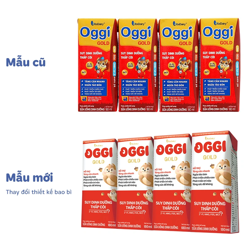 Thùng 48 hộp sữa pha sẵn Oggi Gold 180 ml cho trẻ suy dinh dưỡng (từ 1 tuổi) - Giao bao bì ngẫu nhiên 13