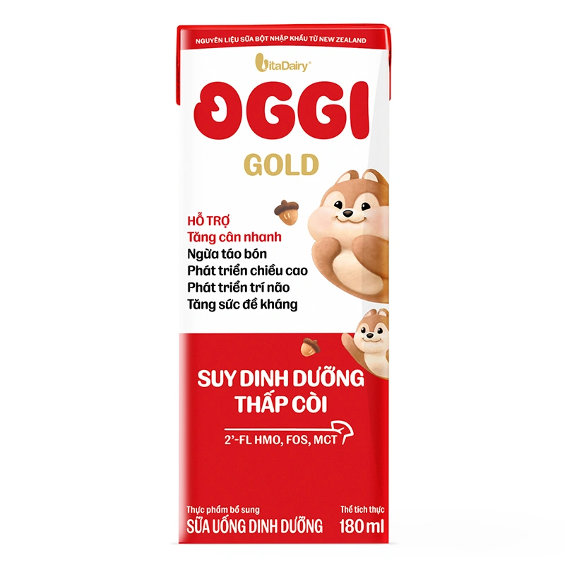 Thùng 48 hộp sữa pha sẵn Oggi Gold 180 ml cho trẻ suy dinh dưỡng (từ 1 tuổi) - Giao bao bì ngẫu nhiên 14