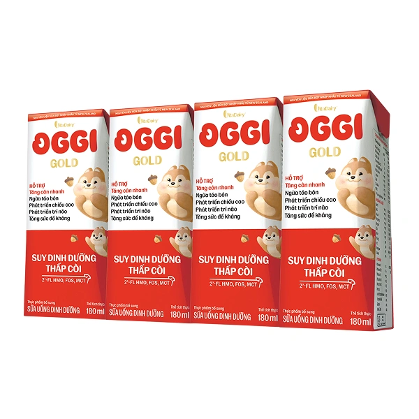 Lốc 4 hộp sữa pha sẵn Oggi Gold cho trẻ suy dinh dưỡng - Giao bao bì ngẫu nhiên