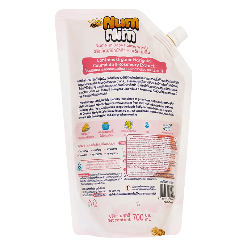 Nước giặt quần áo cho bé Num Nim Hồng hương phấn túi 700 ml 2