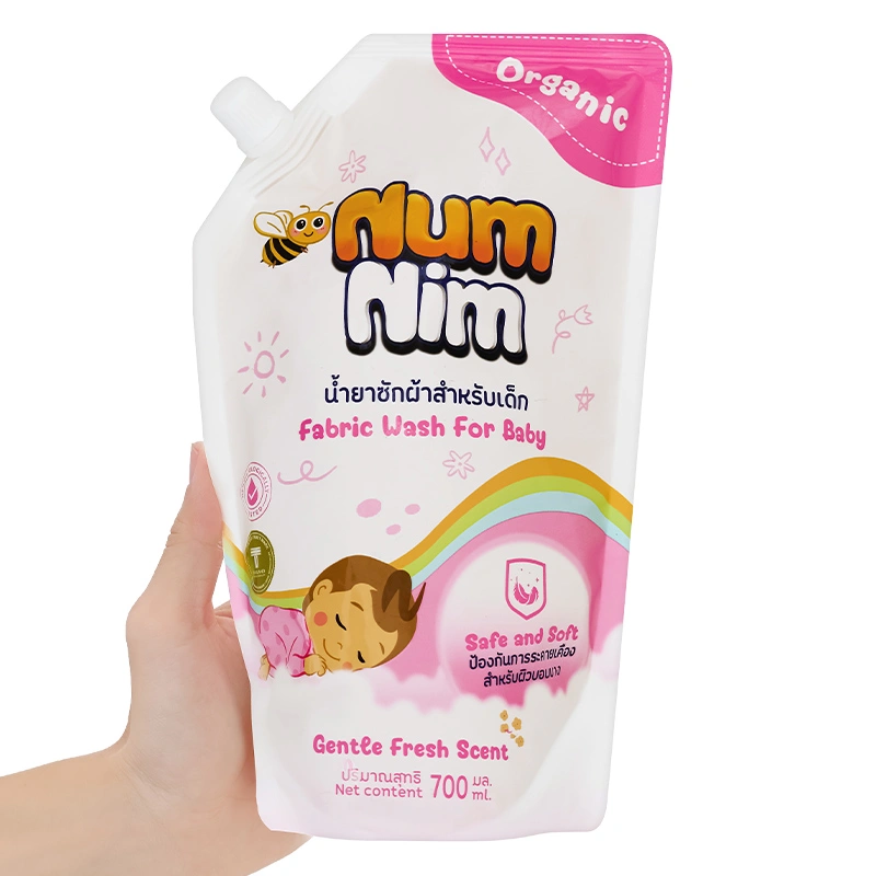 Nước giặt quần áo cho bé Num Nim Hồng hương phấn túi 700 ml 3