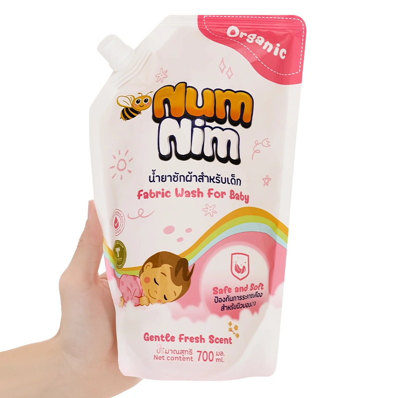 Nước giặt quần áo cho bé Num Nim Hồng hương phấn túi 700 ml 3