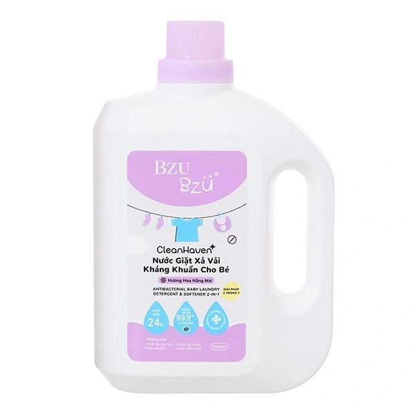 Can nước giặt xả quần áo BZU BZU CleanHaven Antibacterial hương hoa nắng mai