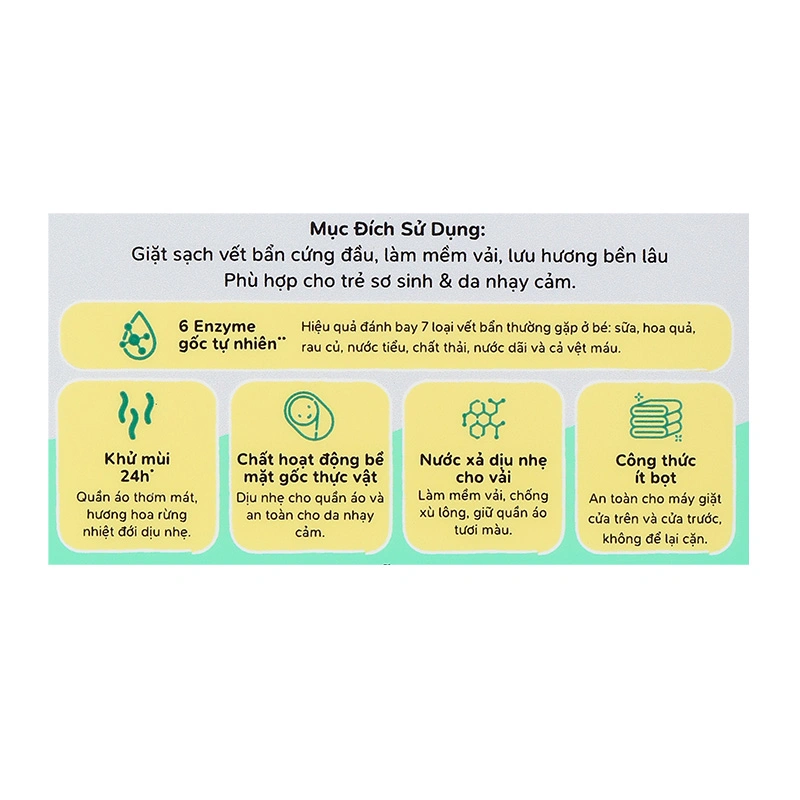 Nước giặt xả quần áo cho bé BZU BZU CleanHaven Bioenzyme hương hoa rừng can 3 lít 5