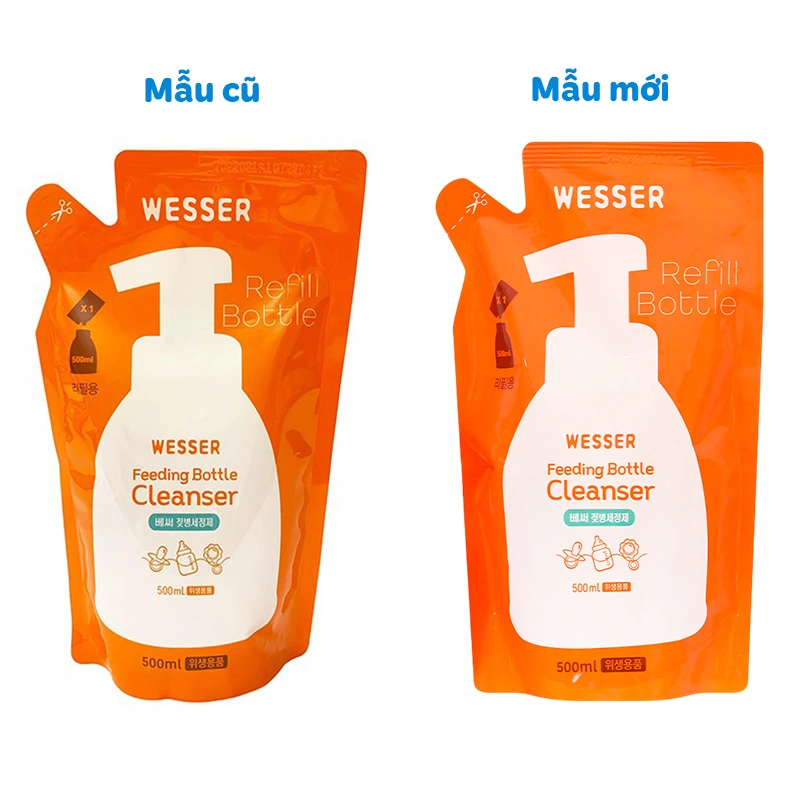 Nước rửa bình sữa Wesser chai 500 ml hương bưởi - Giao bao bì ngẫu nhiên 9