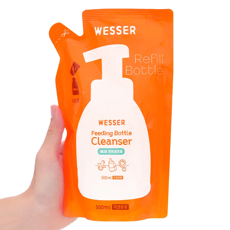 Nước rửa bình sữa Wesser chai 500 ml hương bưởi - Giao bao bì ngẫu nhiên 11