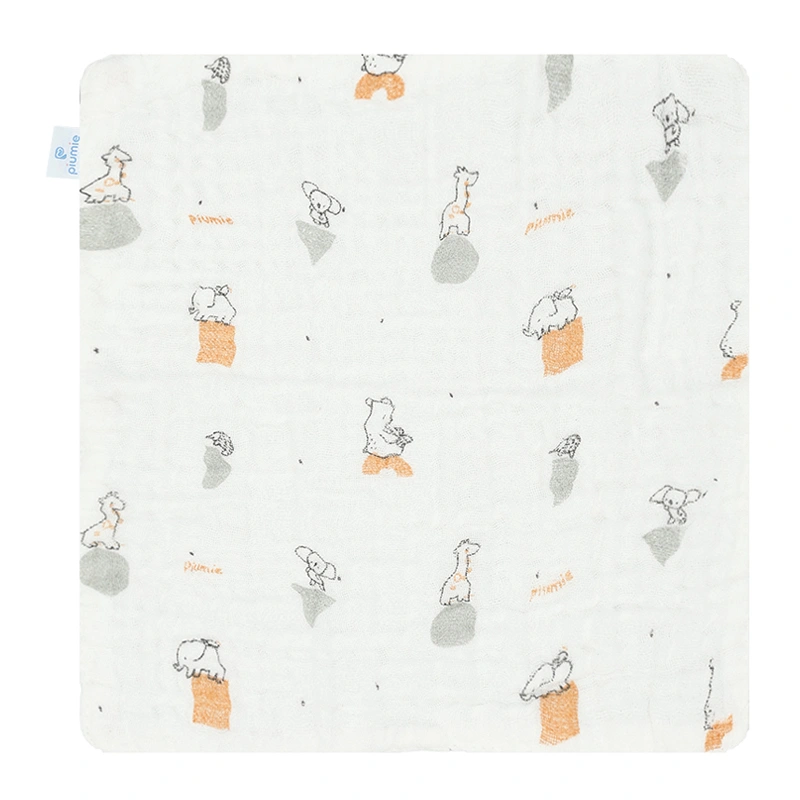 Set 5 khăn sữa muslin nhăn Piumie 6 lớp 27x27 cm - Gấu nâu 2