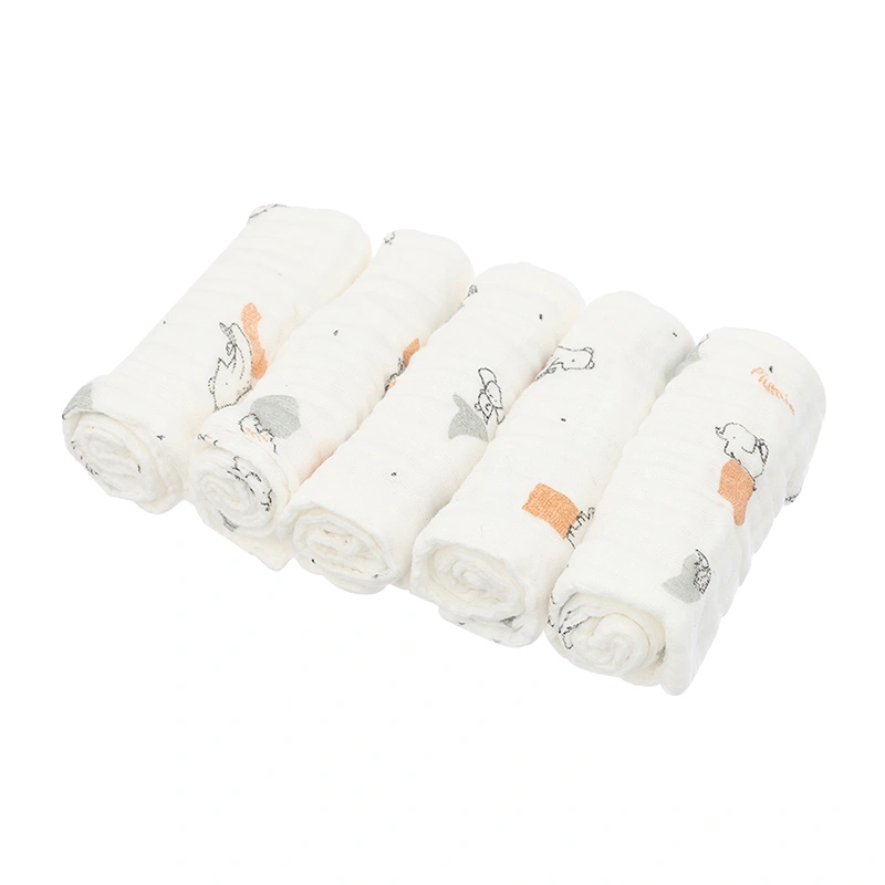 Set 5 khăn sữa muslin nhăn Piumie 6 lớp 27x27 cm - Gấu nâu 6