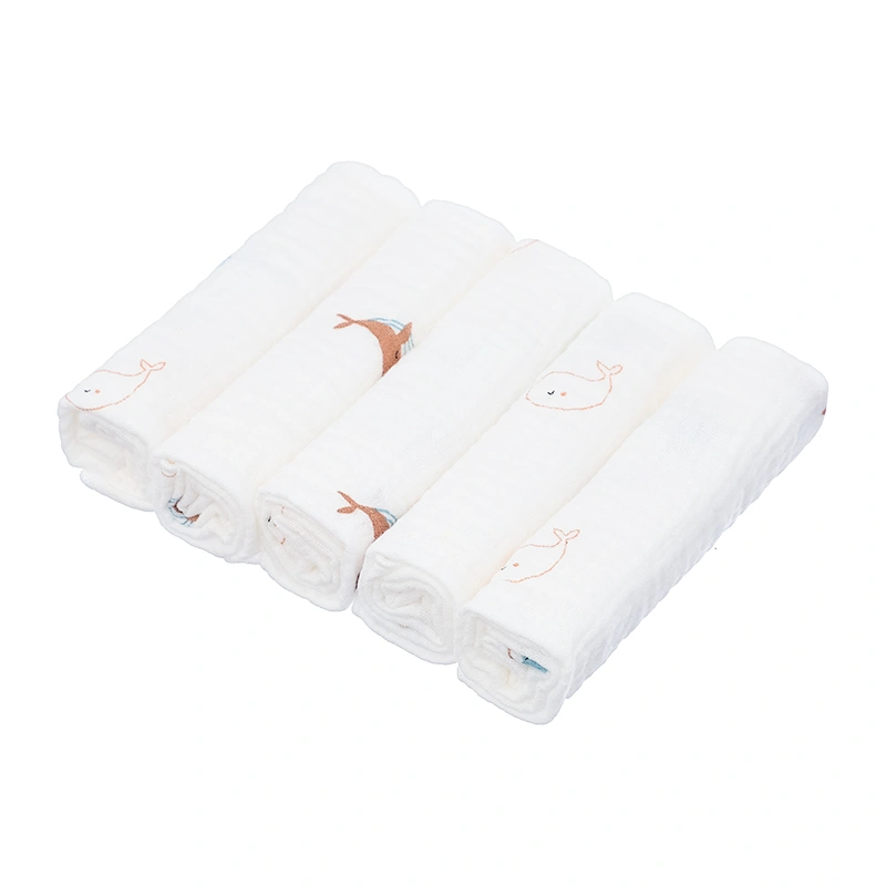 Set 5 khăn sữa muslin Piumie 2 lớp 30x30 cm - Cá heo 6