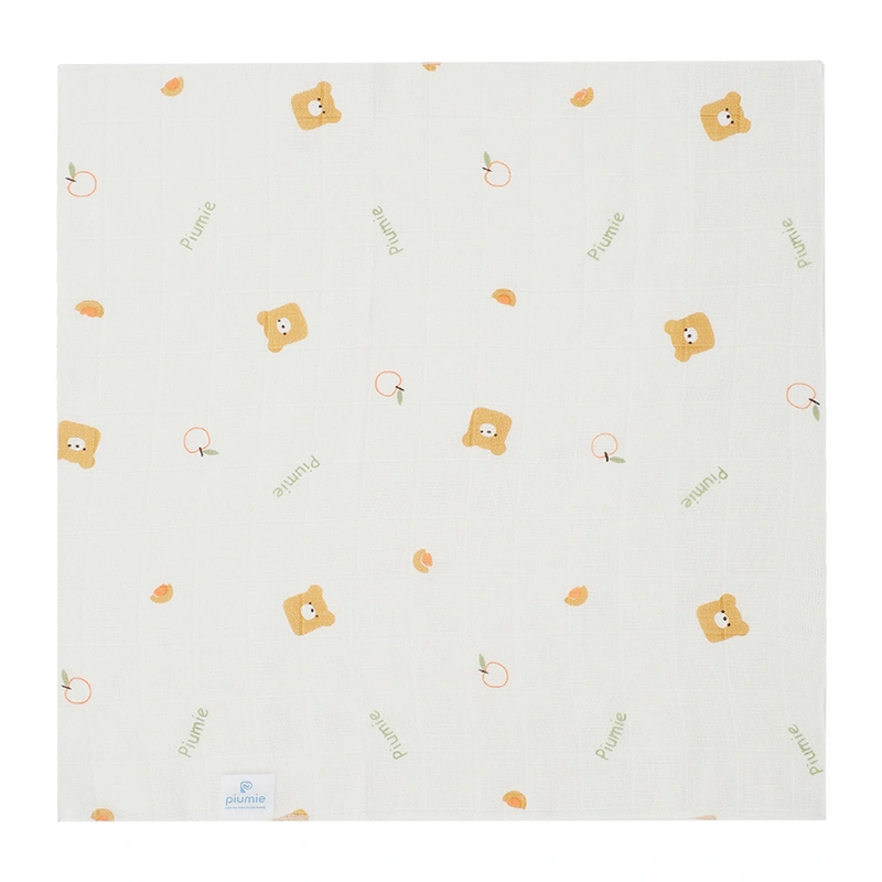 Set 5 khăn sữa sợi tre Piumie 2 lớp 30x30 cm - Gấu vàng 2