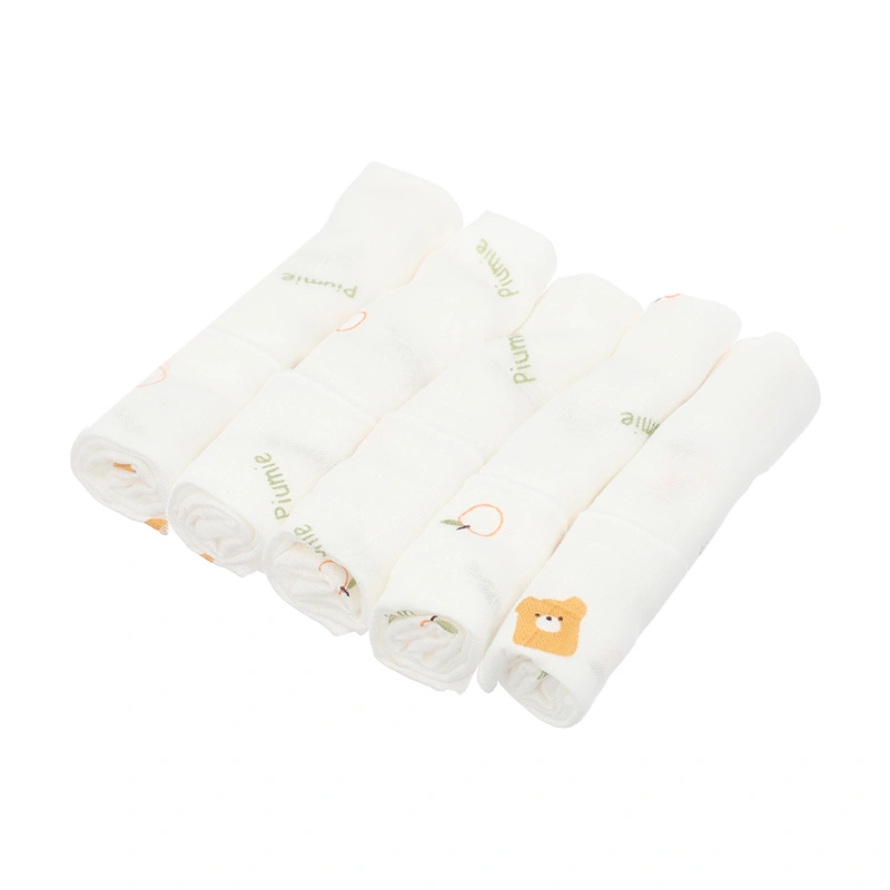 Set 5 khăn sữa sợi tre Piumie 2 lớp 30x30 cm - Gấu vàng 6