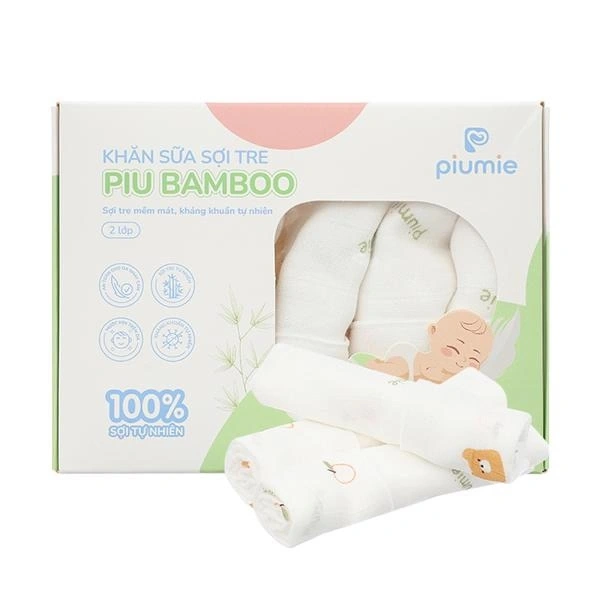 Set 5 khăn sữa sợi tre Piumie gấu vàng