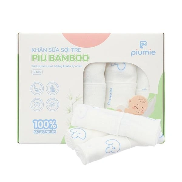 Set 5 khăn sữa sợi tre Piumie gấu xanh