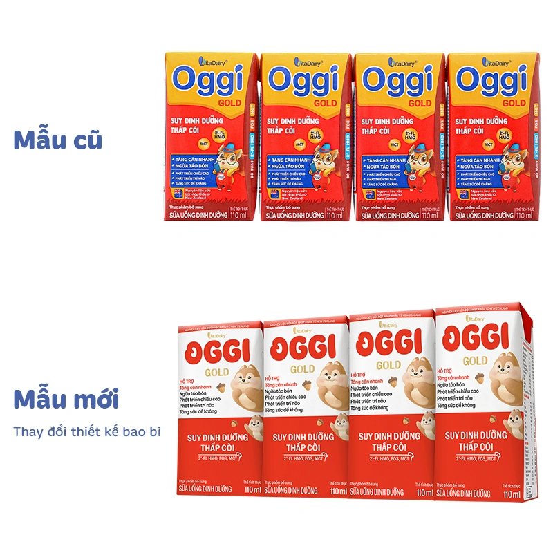 Thùng 48 hộp sữa pha sẵn Oggi Gold 110 ml cho trẻ suy dinh dưỡng (từ 1 tuổi) - Giao bao bì ngẫu nhiên 3