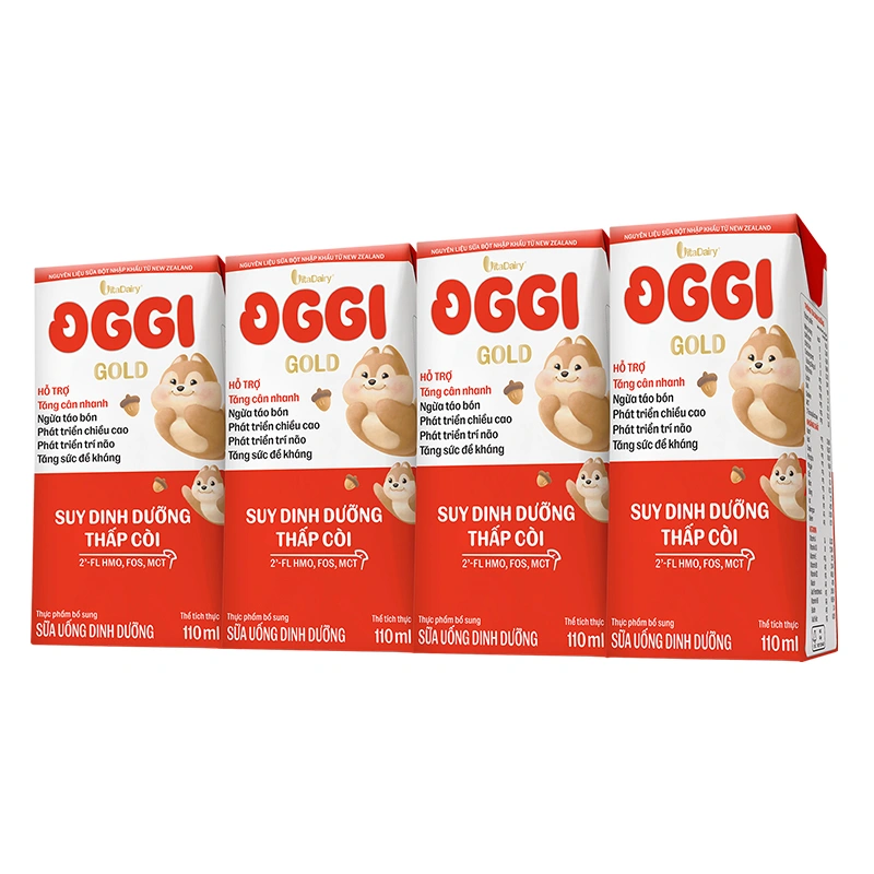 Thùng 48 hộp sữa pha sẵn Oggi Gold 110 ml cho trẻ suy dinh dưỡng (từ 1 tuổi) - Giao bao bì ngẫu nhiên 5