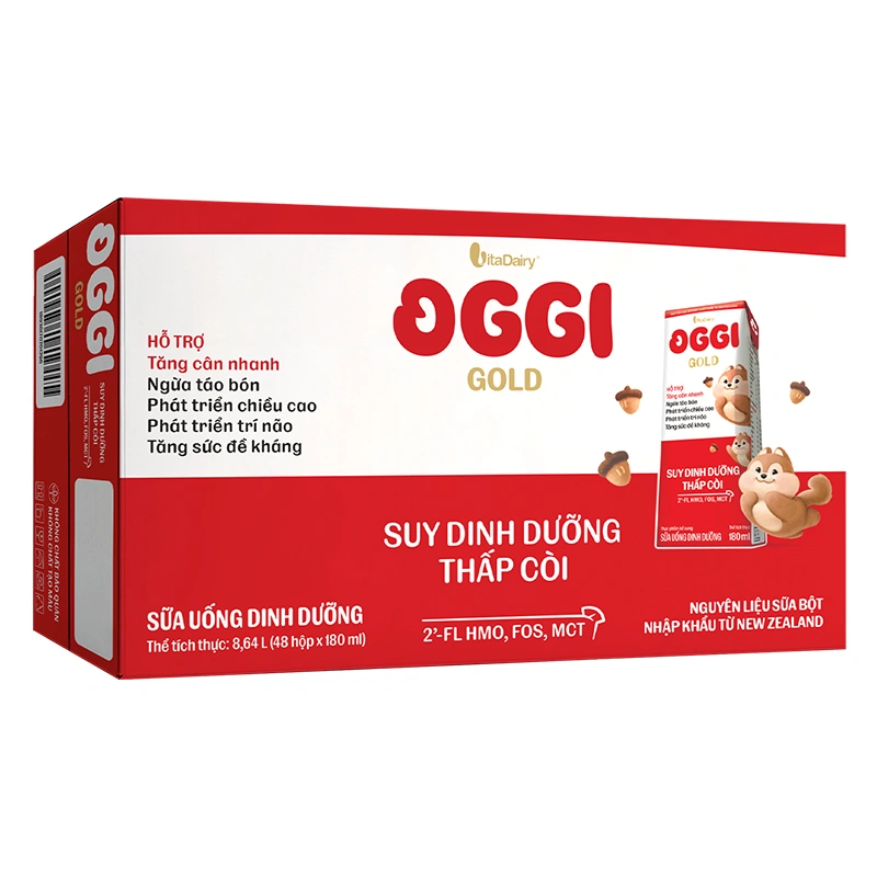 Thùng 48 hộp sữa pha sẵn Oggi Gold 180 ml cho trẻ suy dinh dưỡng (từ 1 tuổi) - Giao bao bì ngẫu nhiên 4