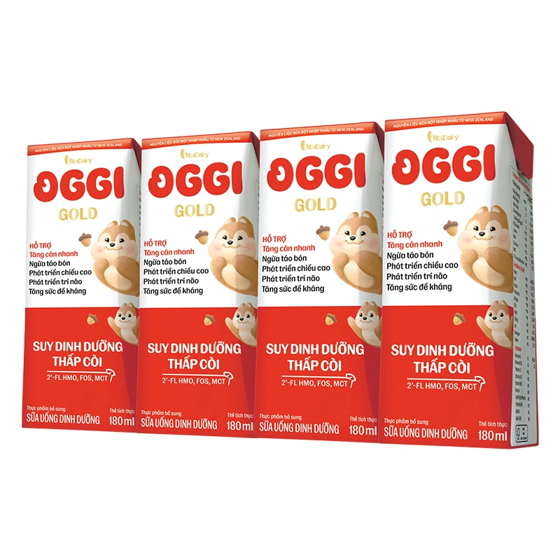 Thùng 48 hộp sữa pha sẵn Oggi Gold 180 ml cho trẻ suy dinh dưỡng (từ 1 tuổi) - Giao bao bì ngẫu nhiên 5