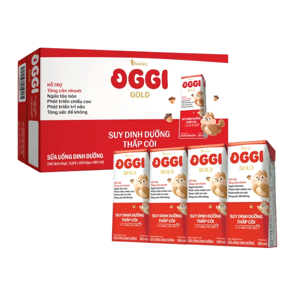 Thùng 48 hộp sữa pha sẵn Oggi Gold cho trẻ suy dinh dưỡng - Giao bao bì ngẫu nhiên