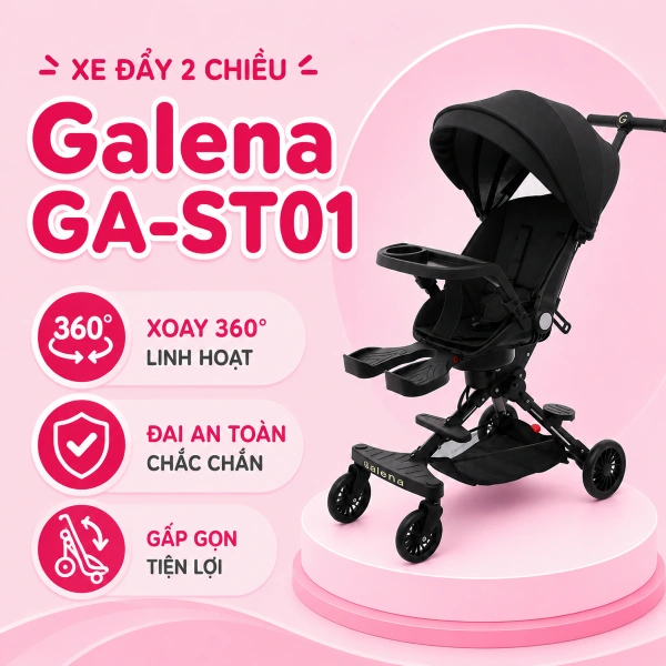 Xe đẩy 2 chiều gấp gọn Galena GA-ST01 (1 - 48 tháng) - Màu đen 1