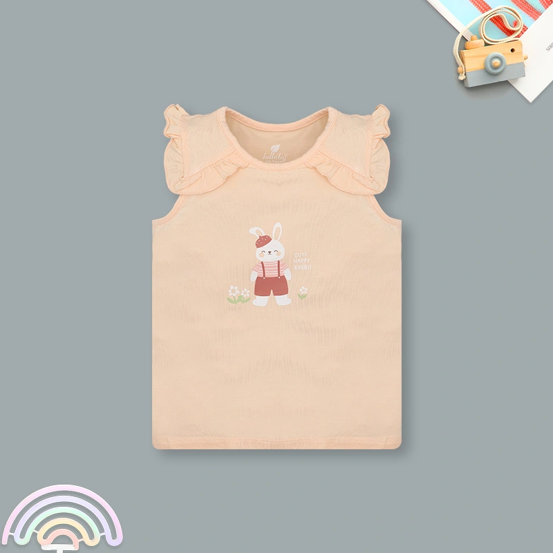 Bộ sát nách bé gái Lullaby NH631C màu trắng cam 14