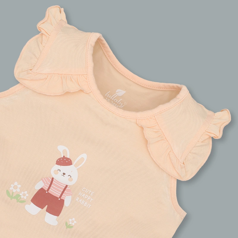 Bộ sát nách bé gái Lullaby NH631C màu trắng cam 16