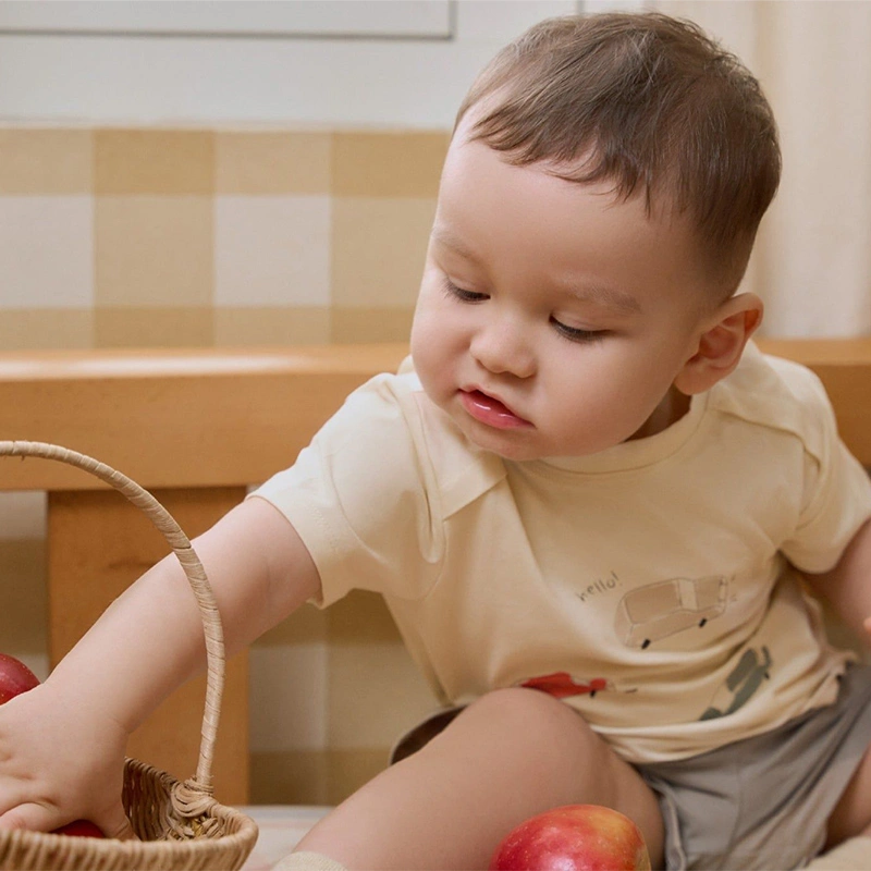 Bộ tay ngắn bé trai La Pomme thế giới ô tô sành điệu màu kem 2