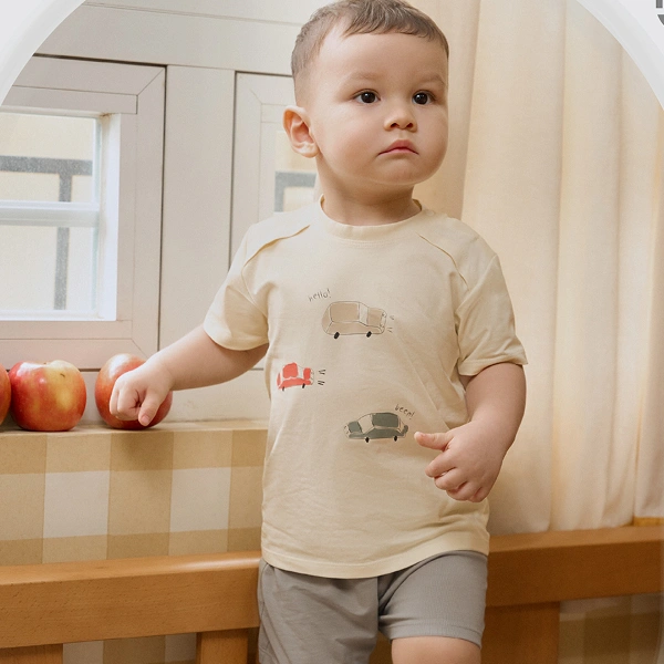 Bộ bé trai La Pomme cotton kem