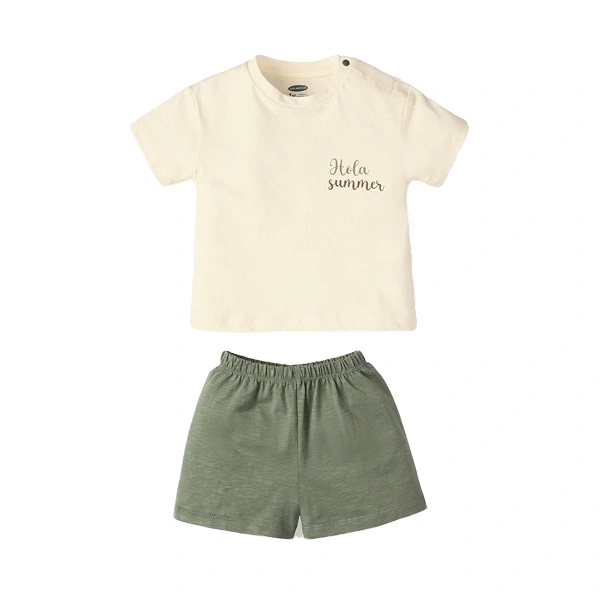 Bộ bé trai Ualarogo cotton xanh lá