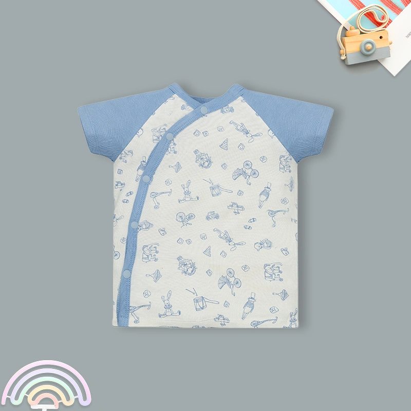 Bộ tay ngắn bé gái cài lệch Lullaby NH652C màu trắng in hồng 16