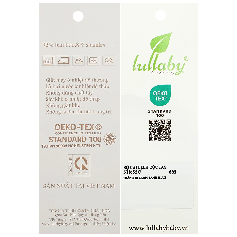 Bộ tay ngắn bé gái cài lệch Lullaby NH652C màu trắng in hồng 28