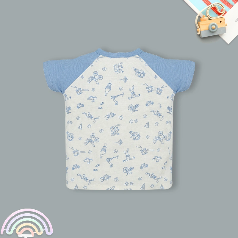Bộ tay ngắn bé gái cài lệch Lullaby NH652C màu trắng in hồng 17