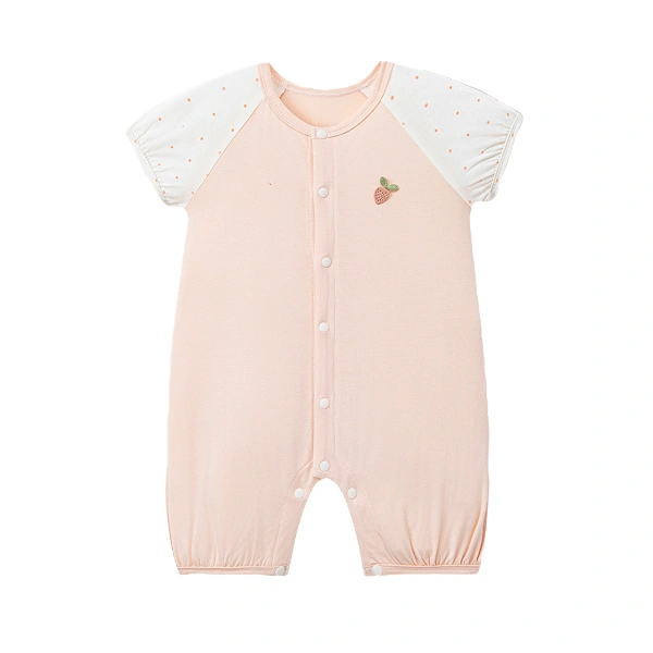 Bodysuit bé gái La Pomme sợi tre hồng