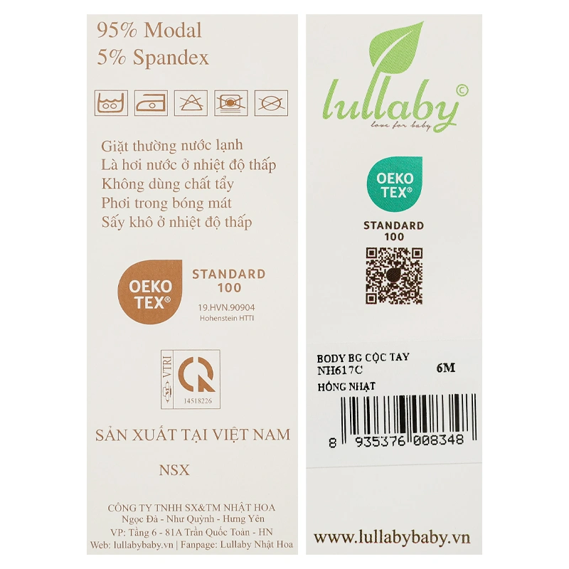 Bodysuit tay ngắn Lullaby NH617C màu hồng nhạt 9
