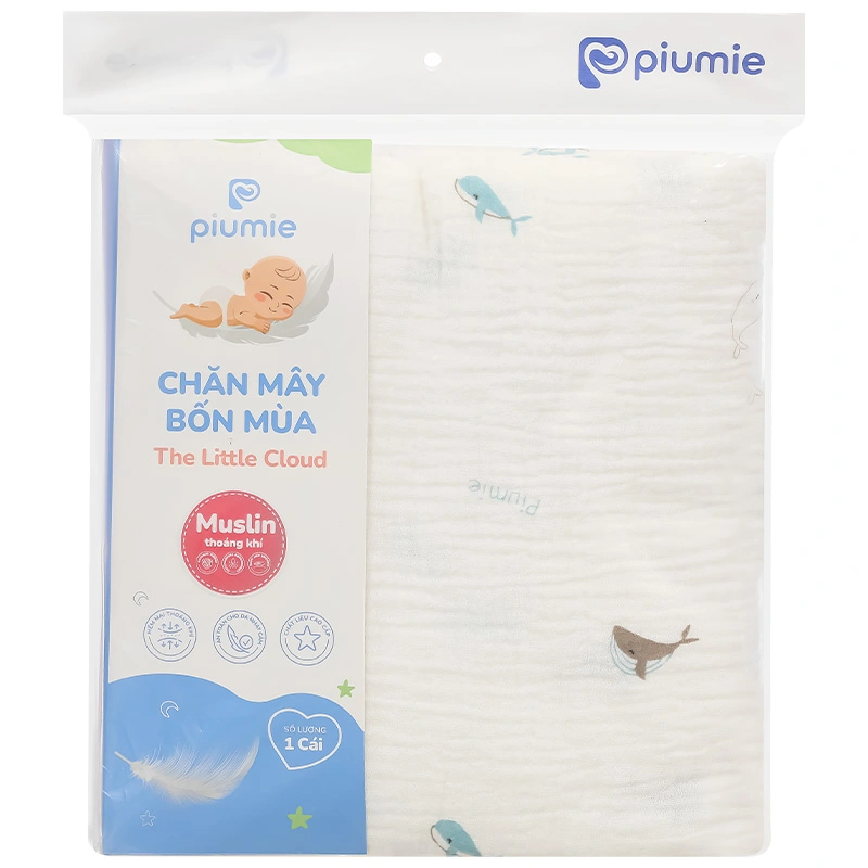 Chăn mây muslin Piumie 4 lớp 100x100 cm - Gấu nâu (từ 0 tháng) 17