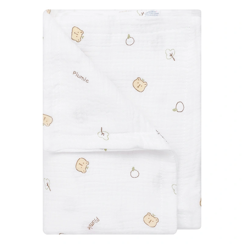 Chăn mây muslin Piumie 4 lớp 100x100 cm - Gấu nâu (từ 0 tháng) 3