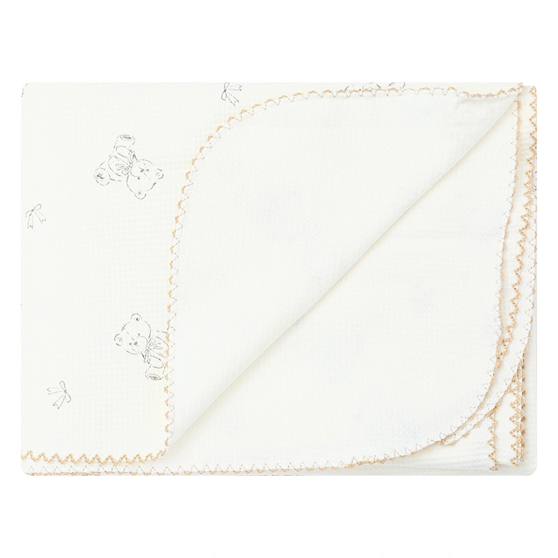 Chăn mây waffle cotton Piumie 110x110 cm - Gấu nơ hồng (từ 0 tháng) 14