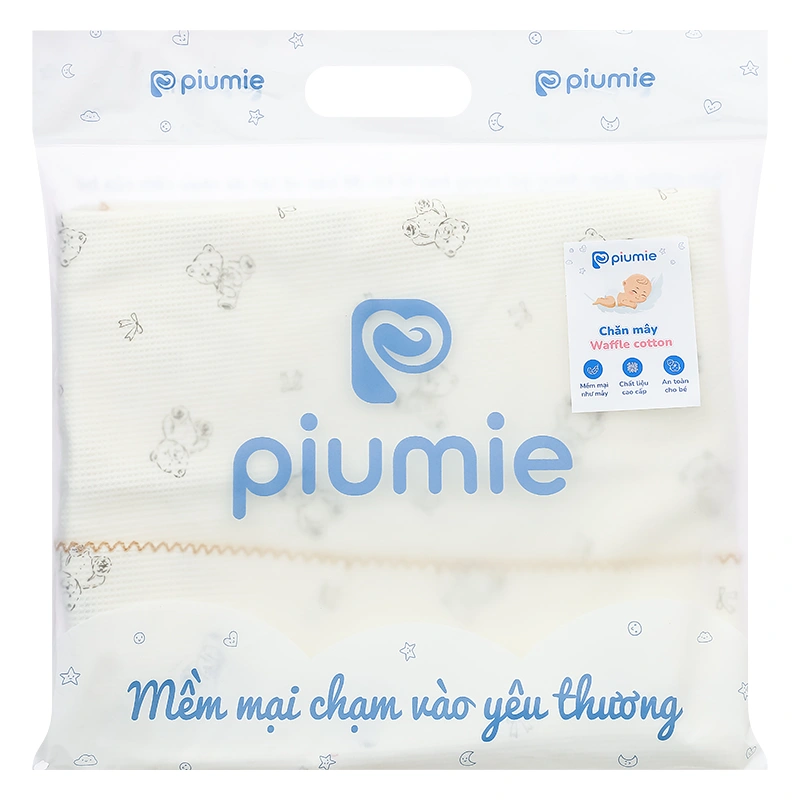 Chăn mây waffle cotton Piumie 110x110 cm - Gấu nơ hồng (từ 0 tháng) 18