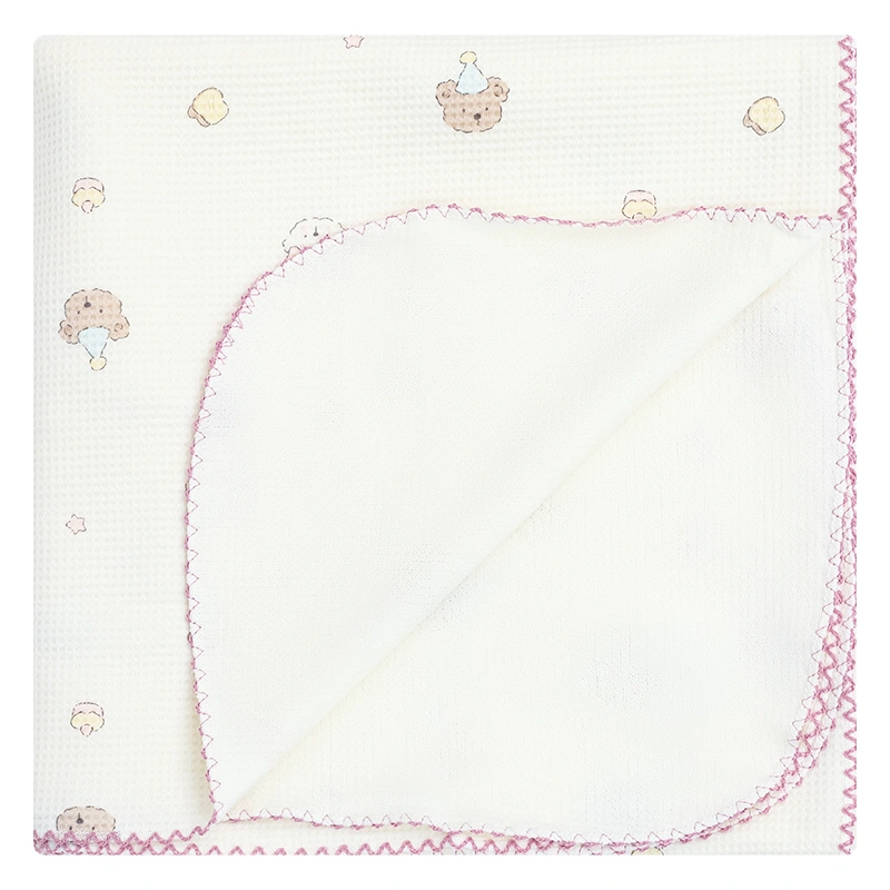 Chăn mây waffle cotton Piumie 110x110 cm - Gấu nơ hồng (từ 0 tháng) 4