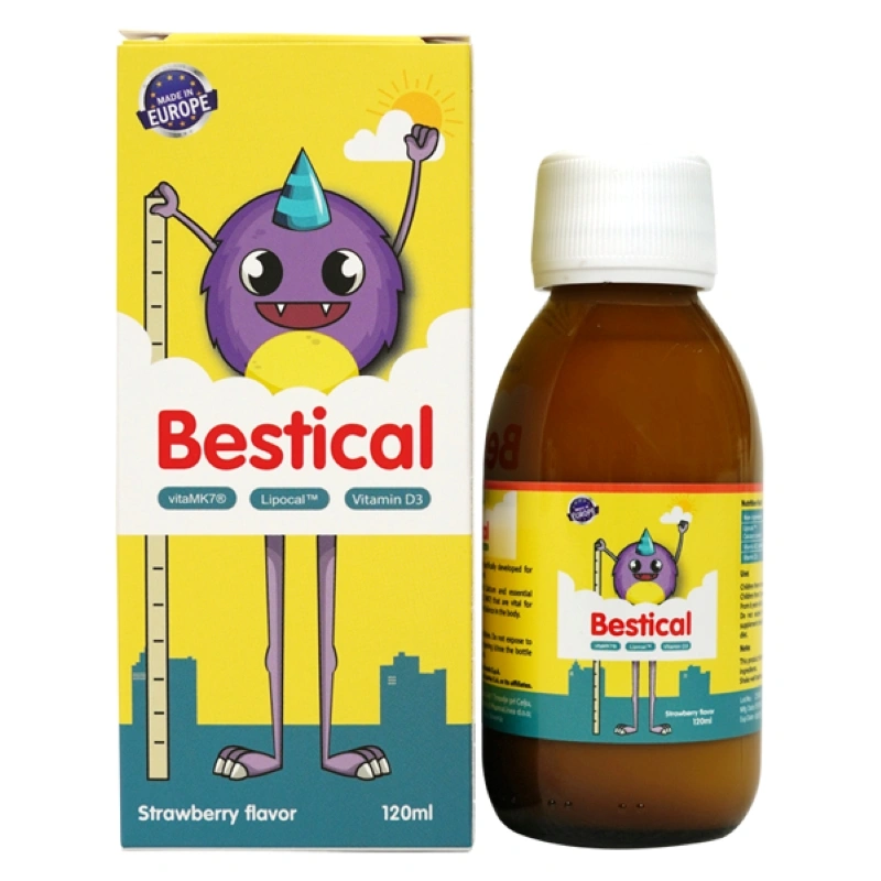 Combo 3 siro Bestical hỗ trợ xương và răng chắc khỏe hương dâu, 120 ml dạng uống (từ 4 tháng) - Giao bao bì ngẫu nhiên 12
