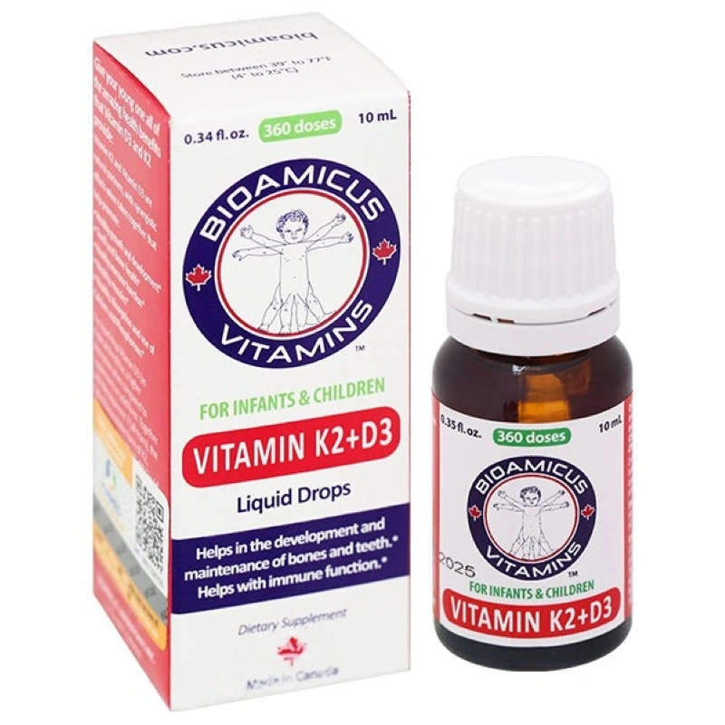 Combo 2 hộp BioAmicus Vitamin K2+D3 hỗ trợ tốt sức khỏe xương, răng, 10 ml dạng nhỏ giọt (từ 0 tháng) 2