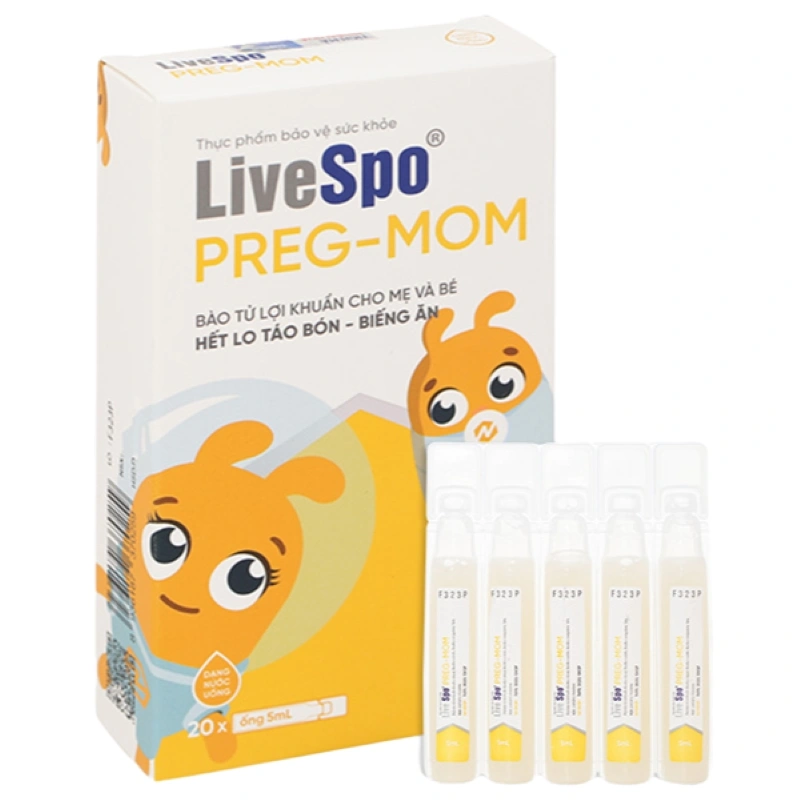 Combo 2 Livespo Preg-Mom hỗ trợ cải thiện hệ vi sinh đường ruột, 20 ống dạng uống 2