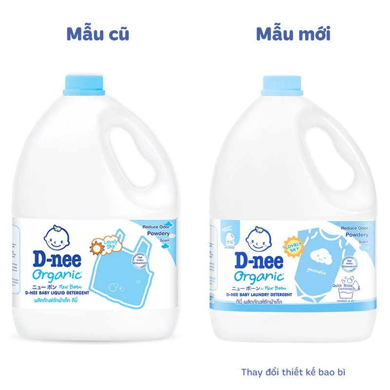 Combo 2 nước giặt quần áo cho bé D-nee Xanh hương ban mai can 3 lít - Giao bao bì ngẫu nhiên 2