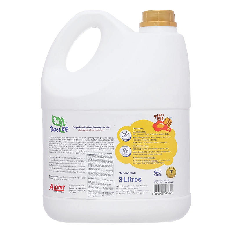 Combo 2 nước giặt xả quần áo cho bé Docilee Organic - Funny Bee hương mật ong và phấn thơm can 3 lít 3