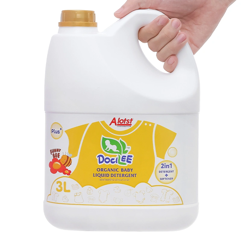 Combo 2 nước giặt xả quần áo cho bé Docilee Organic - Funny Bee hương mật ong và phấn thơm can 3 lít 4