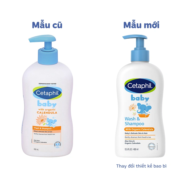 Combo 2 sữa tắm & gội 2in1 cho bé Cetaphil Baby chiết xuất hoa cúc hữu cơ 400 ml (mọi độ tuổi) - Giao bao bì ngẫu nhiên 2
